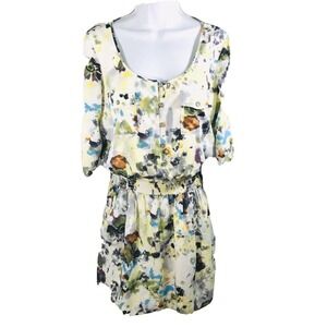 Gianni Bini Womens Colorful Blouson Sheath Dress SMALL Elastic Waist Pockets EUC
